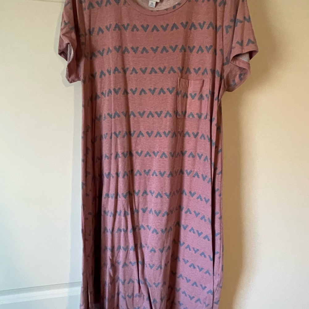 LuLaRoe Carly Dress in Pink and Gray